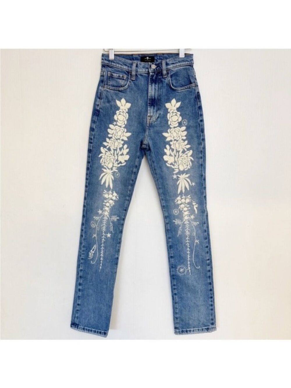 7 FOR ALL MANKIND EASY SLIM HIGH RISE JEANS WITH FLORAL EMBROIDERY 24